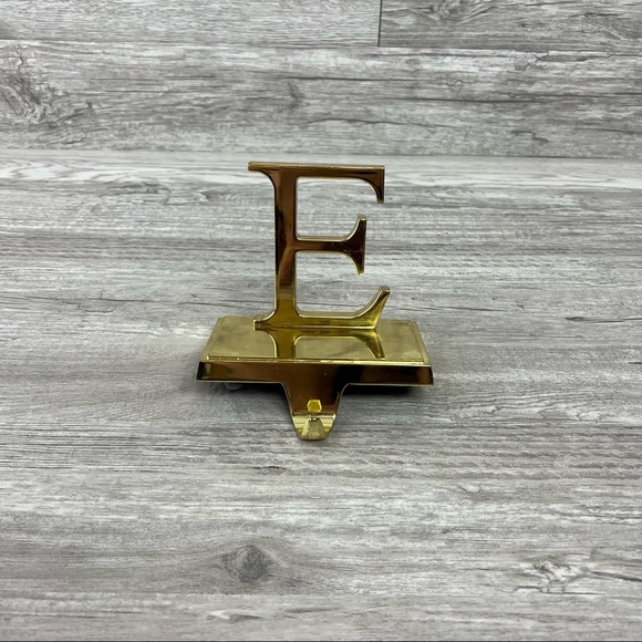 Gold Brass E Shelf Hook Stocking Hanger Christmas Decor - Picture 1 of 7